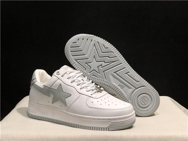 Men's Bape Sta Low Top Leather White Shoes 017